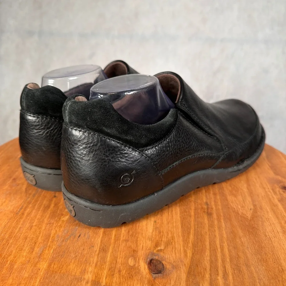Born H48203 Slip On Loafers Mens 14 Black Good Leather Comfort Walking Shoes